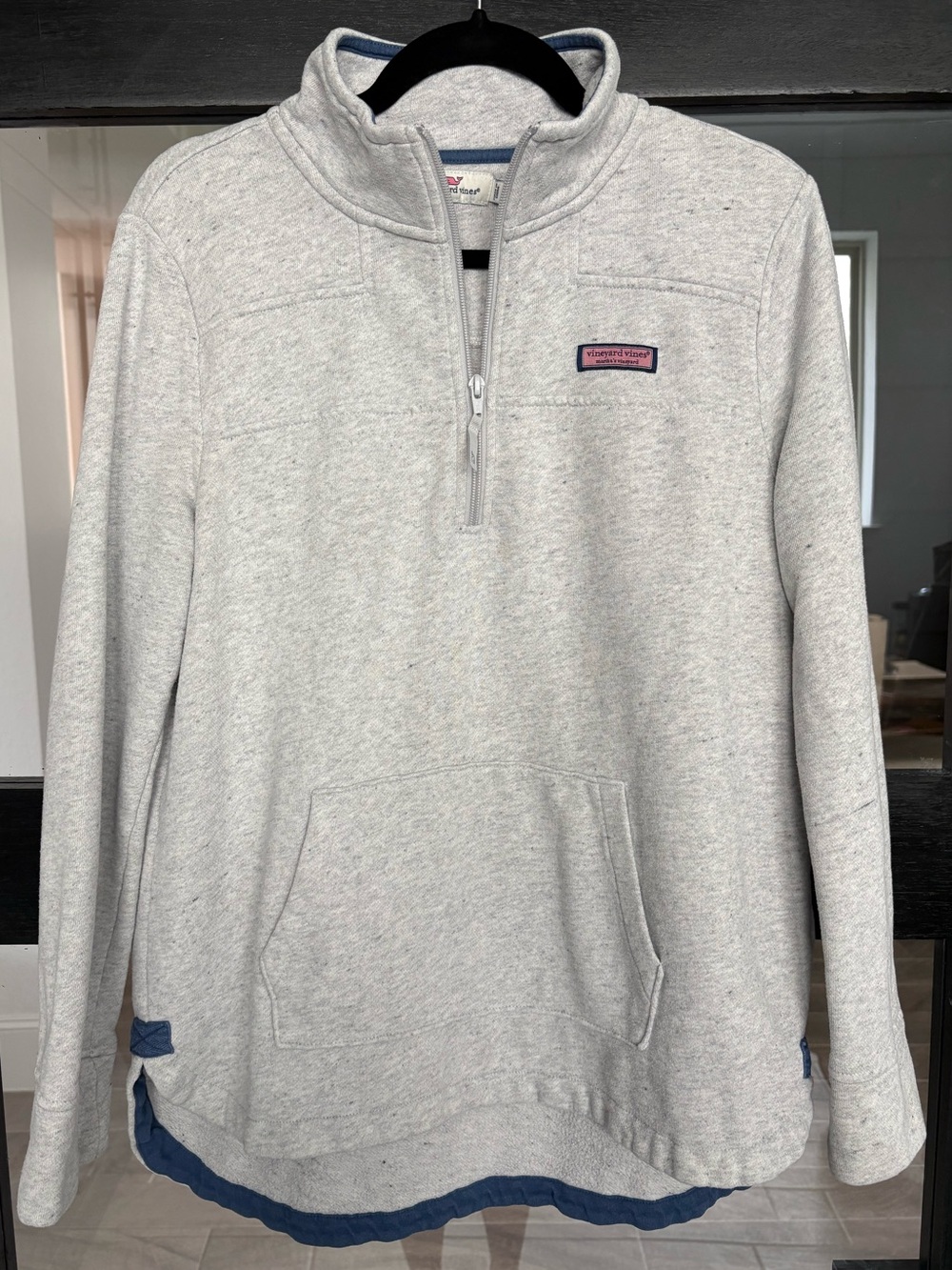 Vineyard Vines Shep Shirt Heather Gray Quarter Zip Pullover Sweatshirt M